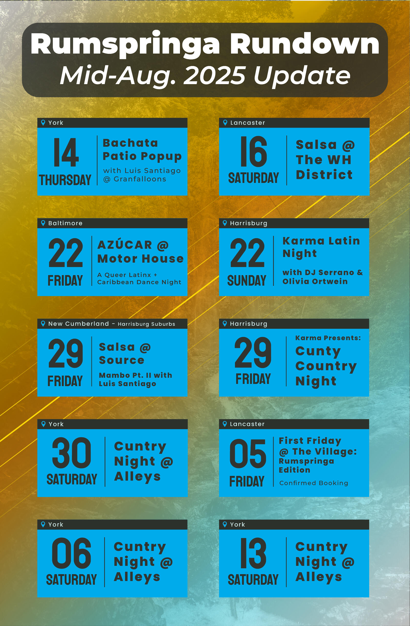Rumspringa Rundown for the Month